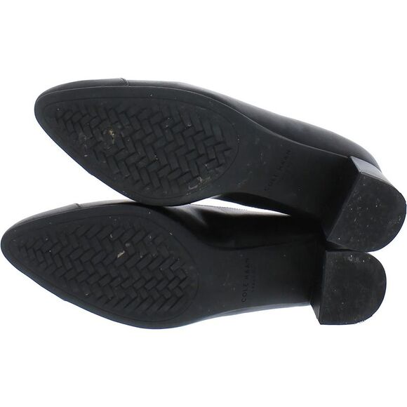Cole Haan Womens The Go-To Pump Black Leather Slip-On Block Heels Shoes Used - Picture 2 of 6